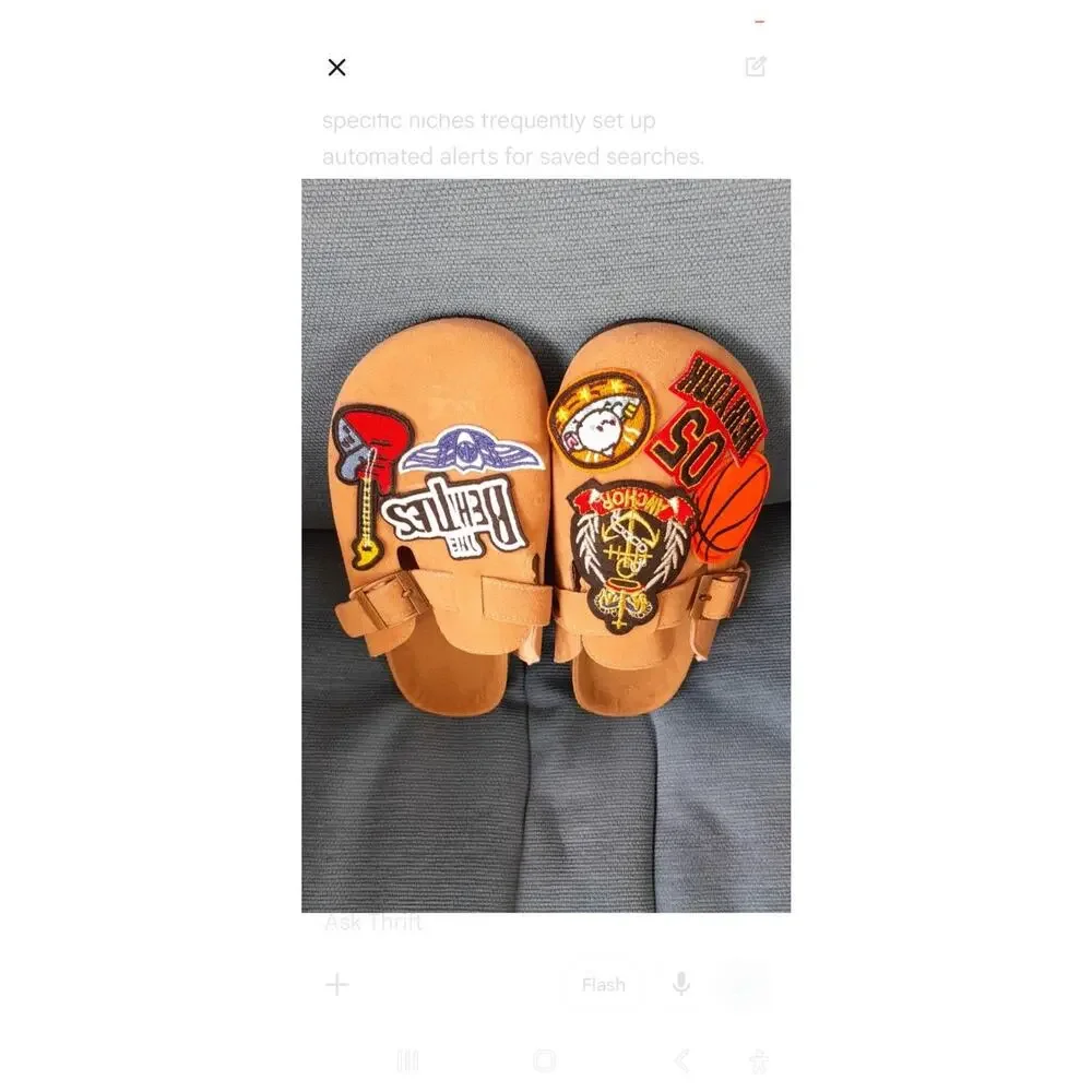 New Custom Patched Suede Mules Clogs Size CN 37-38 The Beatles New York Anchor